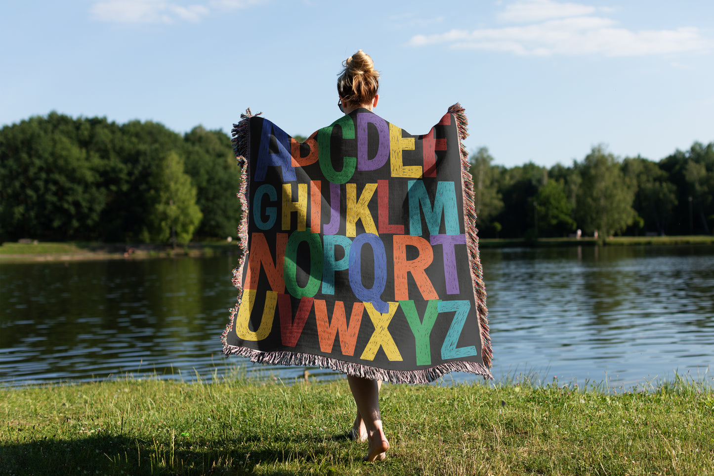 ABC Color Woven Throw Blanket (Painted Letters)