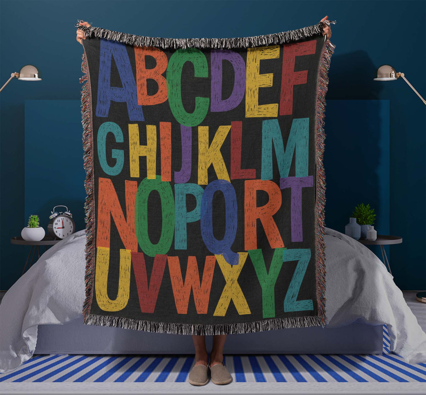 ABC Color Woven Throw Blanket (Painted Letters)