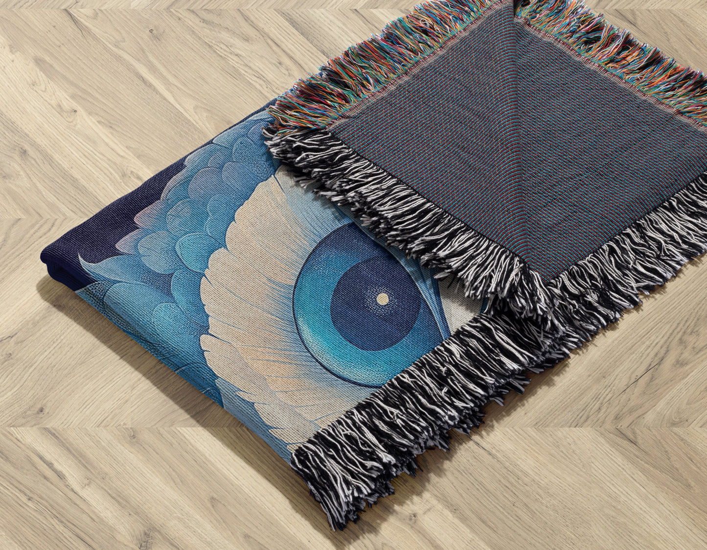 Owl - Blue Woven Throw Blanket
