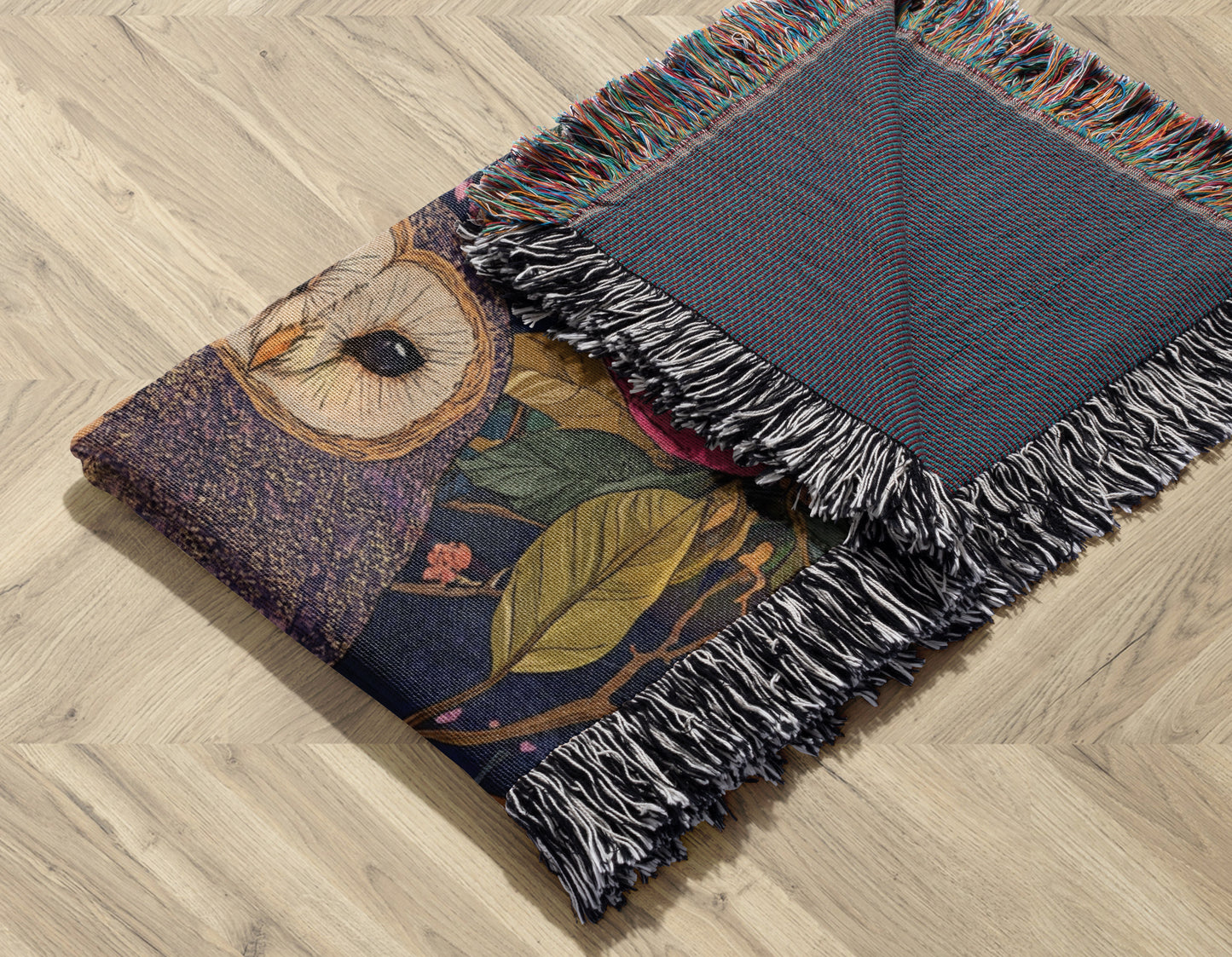 Owl - Couple Woven Throw Blanket