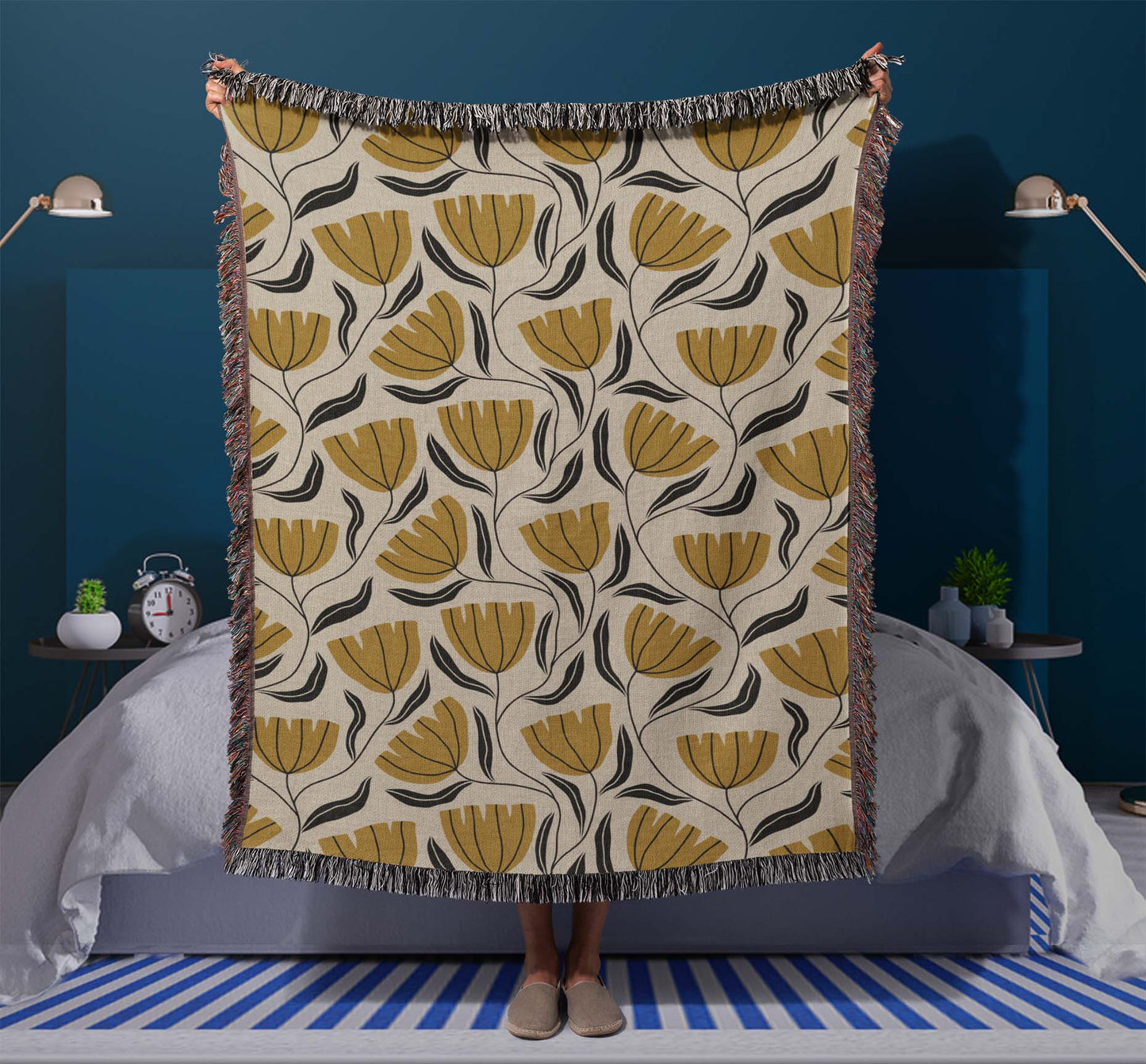 Pattern - Yellow Flower Woven Throw Blanket