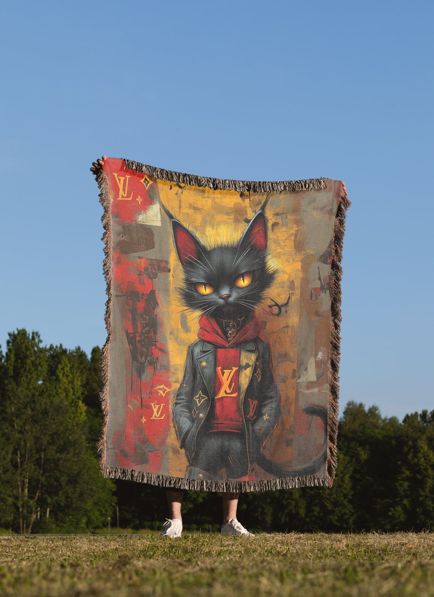 Cat - Mischievous Fan Art Woven Throw Blanket