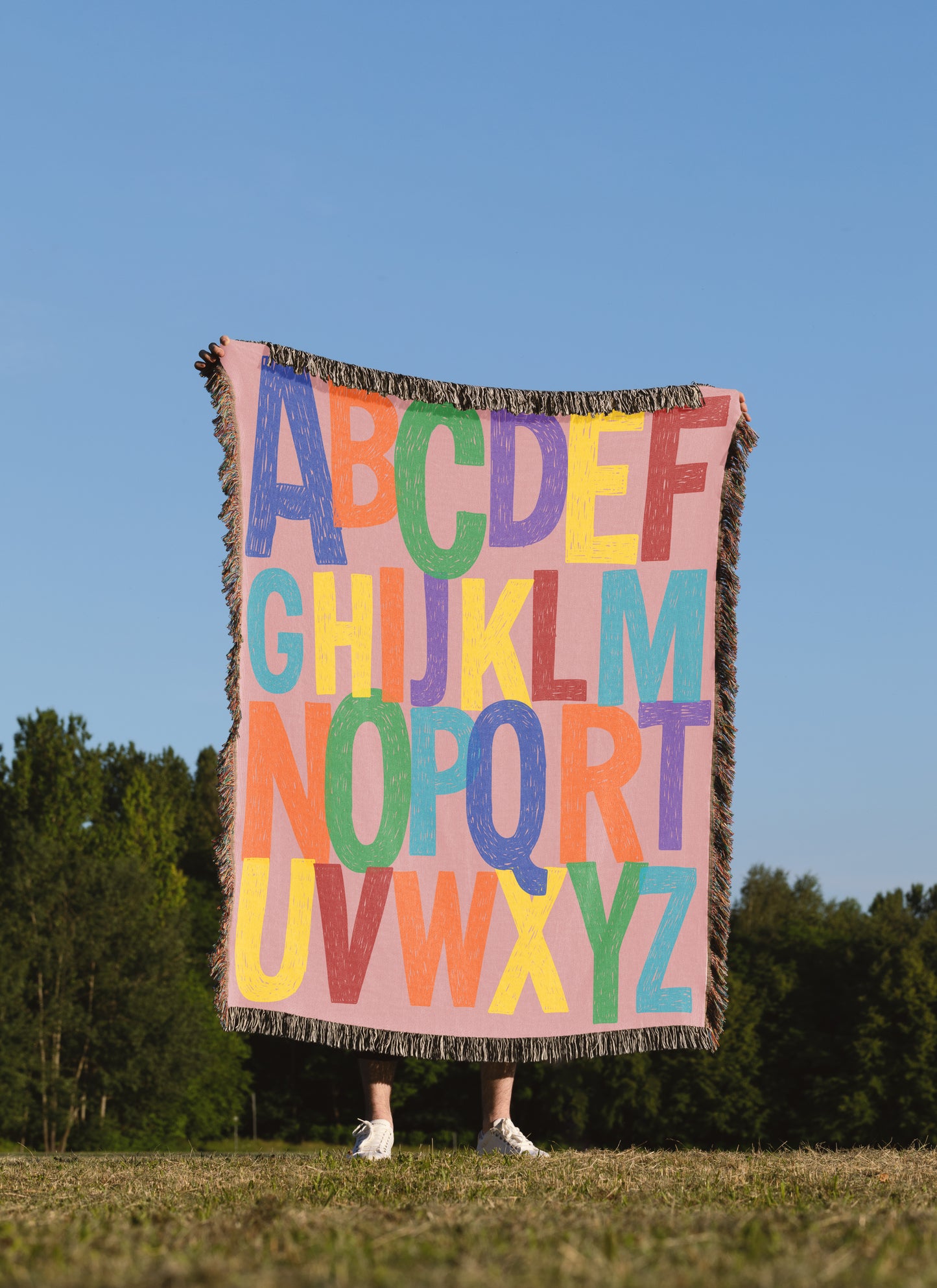 ABC Color Woven Throw Blanket (Painted Letters)