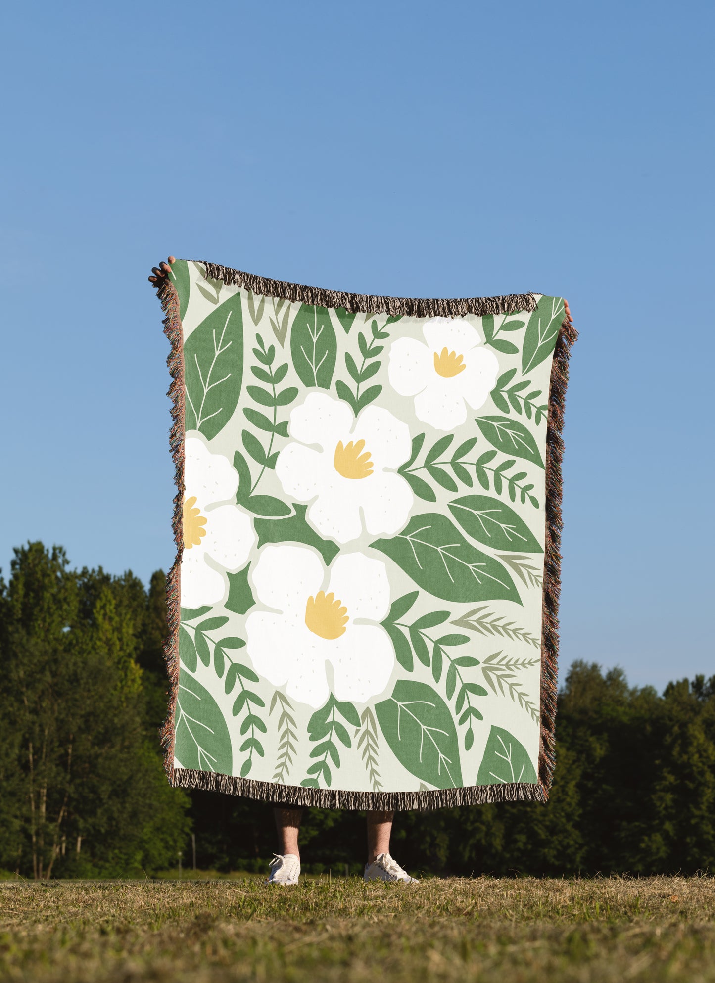 Flower - Simple Graphic Woven Throw Blanket
