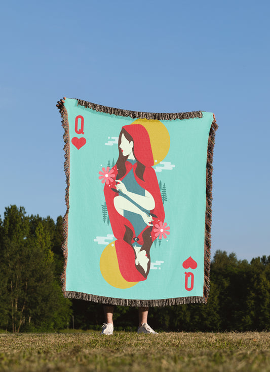 Queen of Hearts Woven Throw Blanket