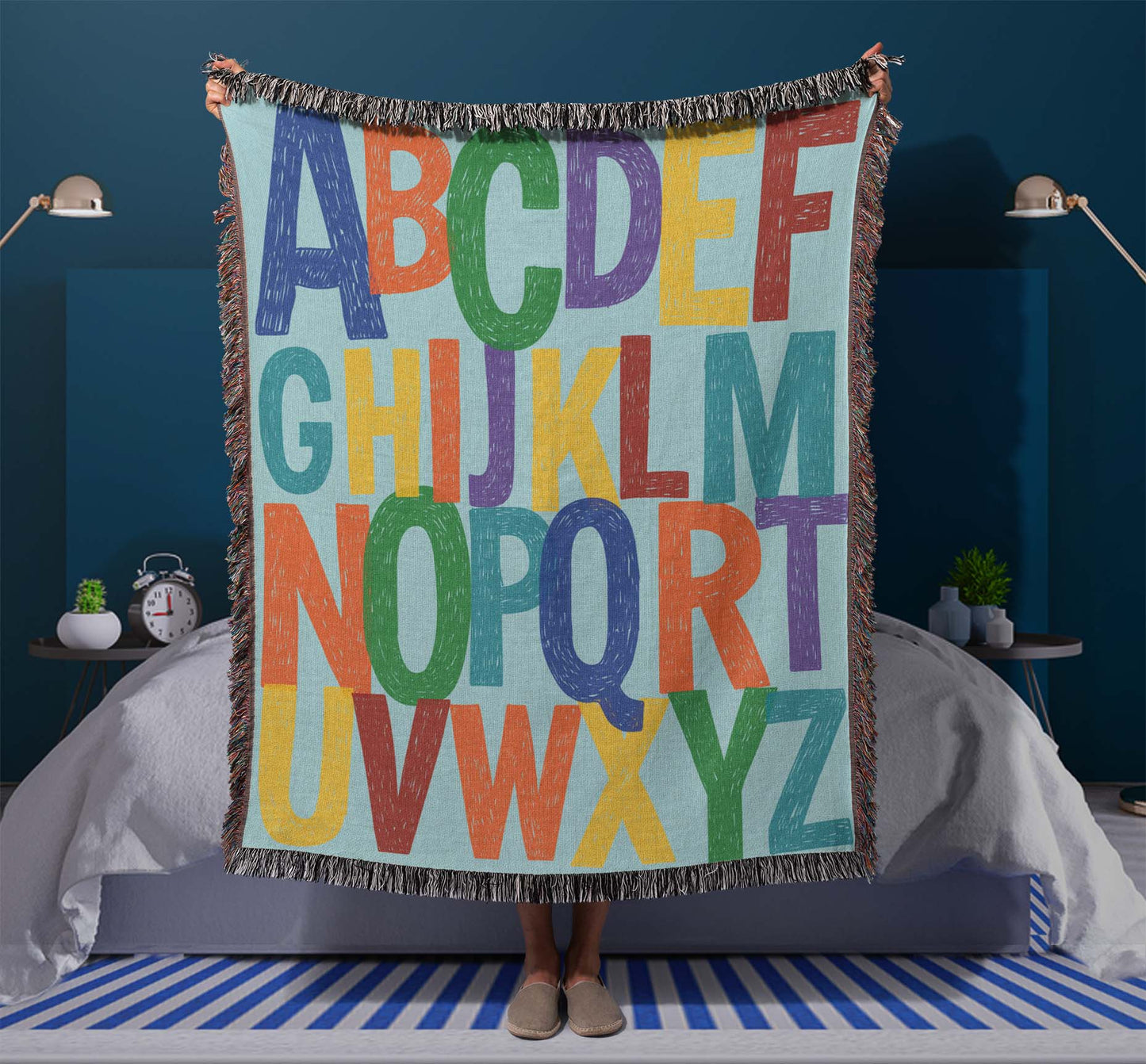 ABC Color Woven Throw Blanket (Painted Letters)