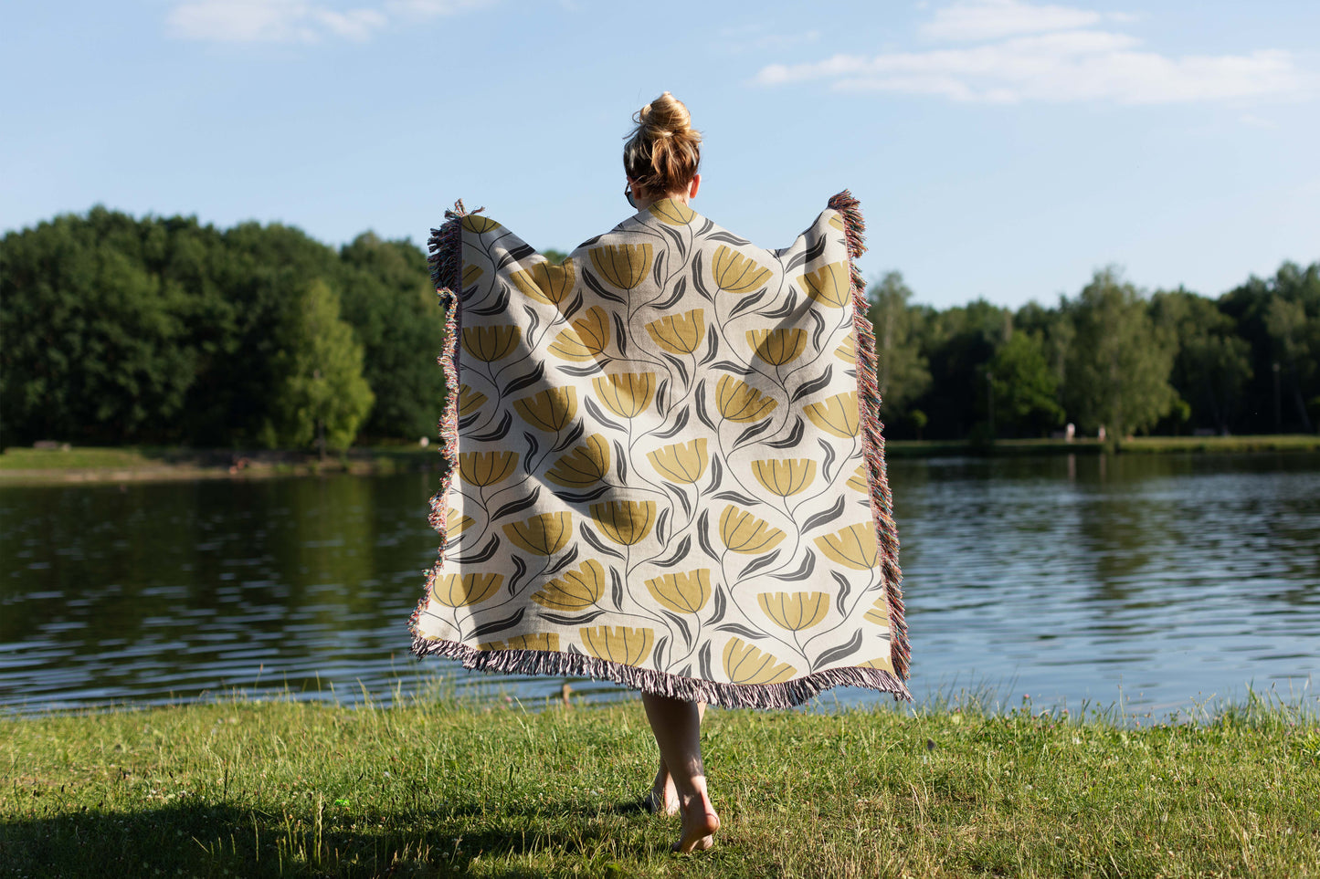 Pattern - Yellow Flower Woven Throw Blanket